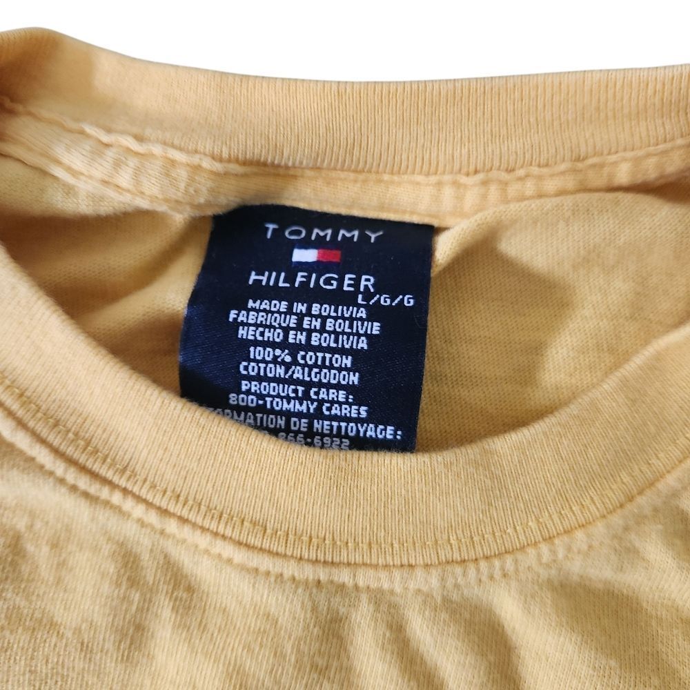 Tommy Hilfiger T Shirt Mens Large Yellow Large Graphic Short Sleeve Top - Picture 4 of 6